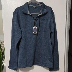 NWT Eddie Bauer Blue Quarter-Zip Pullover Size Large